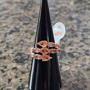 Bomb Party RBP7783 "Raise a Toast" Smokey Topaz Cubic Zirconia Rose Gold Sz 6